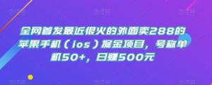 全网首发最近很火的外面卖288的苹果手机（ios）掘金项目，号称单机50+，日赚500元【揭秘】-宝妈福缘创业网