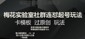 梅花实验室社群连怼起号玩法全解析：卡模板过原创，安卓苹果皆可行，授人以渔助力经验积累-宝妈福缘创业网