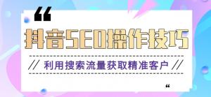 斗音SEO排名关键词优化技巧，利用搜索流量获取源源不断的精准客户-宝妈福缘创业网