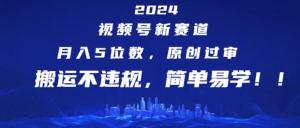 2024视频号新赛道，轻松月入5位数+，原创过审，搬运无违规，简单易上手-宝妈福缘创业网