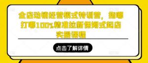 全店动销经营模式特训营：精准拉新与实操起店课程-宝妈福缘创业网