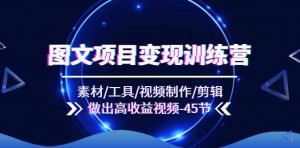 图文项目变现训练营来袭：素材收集、工具运用、视频制作与剪辑，教你做出高收益视频-宝妈福缘创业网