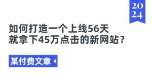 某付费文章《如何打造一个上线56天就拿下45万点击的新网站?》-宝妈福缘创业网