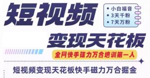 短视频变现的天花板——快手磁力万合掘金，公开一个月矩阵狂赚6万的秘密-宝妈福缘创业网