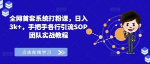 全网首套系统打粉课程，可实现日入 3k+，是一套手把手的各行引流 SOP 团队实战教程-宝妈福缘创业网