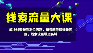 线索流量大课：有效解决线索账号定位难题，攻克新号起号没流量的问题，实现线索流量顺利导进私域-宝妈福缘创业网