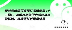 视频号微信豆直播打品陪跑营（十三期），不做自然流冷启动，也不做私域，直接通过付费获取结果-宝妈福缘创业网