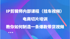 IP 剪辑师内部课程（挂车视频），电商切片培训，为你传授制造爆款带货视频的方法-宝妈福缘创业网