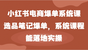 小红书电商爆单系统课-选品笔记爆单，系统课程，能落地实操-宝妈福缘创业网