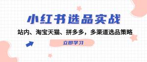 小红书选品实战指南：涵盖站内以及淘宝天猫、拼多多等多渠道的选品策略-宝妈福缘创业网