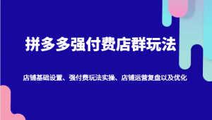 拼多多强付费店群玩法：含店铺基础设置、强付费实操、运营复盘及优化-宝妈福缘创业网