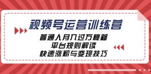 视频号运营训练营：普通人月入过万秘籍，解读平台规则，实现快速涨粉与变现-宝妈福缘创业网