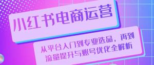 小红书电商运营全析，含平台入门、选品、流量提升与账号优化-宝妈福缘创业网