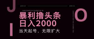 暴利撸头条，单号日入2000+，可无限扩大-宝妈福缘创业网