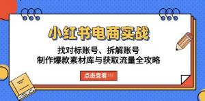 小红书电商实战：找对标账号、拆解账号、制作爆款素材库与获取流量全攻略-宝妈福缘创业网