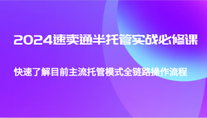 2024速卖通半托管从0到1实战必修课，帮助你快速了解目前主流托管模式全链路操作流程-宝妈福缘创业网