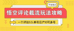 悟空评论截流玩法攻略，一个评论0.5.单号日产10可多号-宝妈福缘创业网