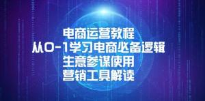 电商运营教程：从0-1学习电商必备逻辑, 生意参谋使用, 营销工具解读-宝妈福缘创业网