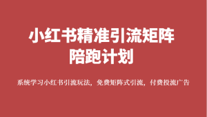 小红书精准引流矩阵陪跑计划，系统学习小红书引流玩法，免费矩阵式引流，付费投流广告-宝妈福缘创业网