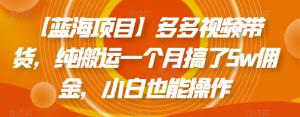 【蓝海项目】多多视频带货，纯搬运一个月搞了5w佣金，小白也能操作【揭秘】-宝妈福缘创业网