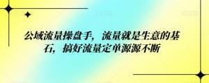 公域流量操盘手，流量就是生意的基石，搞好流量定单源源不断-宝妈福缘创业网