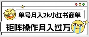 小红书商单保姆级教程：矩阵操作轻松月入过万-宝妈福缘创业网