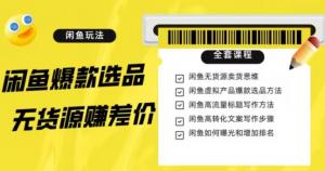 闲鱼无货源赚差价进阶玩法，爆款选品，资源寻找，引流变现全套教程-宝妈福缘创业网