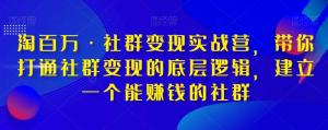 淘百万·社群变现实战营：10堂课精通社群变现底层逻辑，轻松打造赚钱社群-宝妈福缘创业网