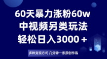 60天暴力涨粉60W！中视频另类玩法，多种变现方式任你选-宝妈福缘创业网