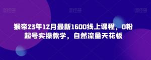 日照宝妈逆袭线上创业！猴帝23年12月爆款课程，0粉起号实战教学，突破自然流量巅峰-宝妈福缘创业网