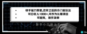 矩阵运营快手磁力聚星，日照宝妈揭秘日均收益1000+的实战秘籍，从起号到变现全程详解-宝妈福缘创业网