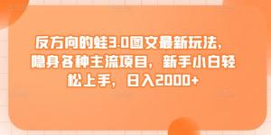 日照宝妈实操分享：反方向的蛙3.0图文玩法，夜猫子经济掘金，新手日入2000+-宝妈福缘创业网