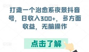 宝妈治愈系夜景抖音号打造，简易上手日赚300+-宝妈福缘创业网